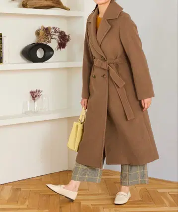 브라운 롱 코트 울 혼방 미슈마슈