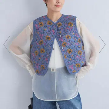 UNITED ARROWS green label 플라워 프린트 퀼트 베스트