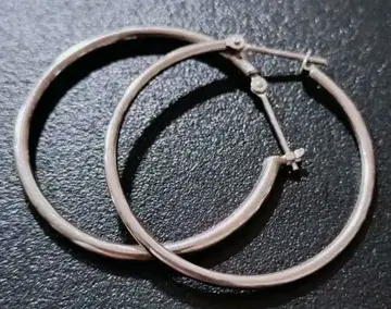 미사용 빅 10K 화이트 골드 후프 귀걸이 10k wg 링 귀걸이