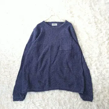 VULGARIS 불가리스 크루넥 코튼 니트 스웨터 M 네이비