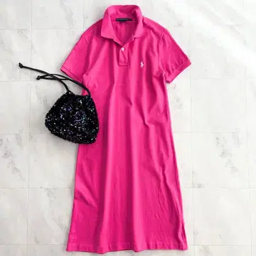 새상품급 랄프 로렌 스포츠 코튼 폴로 원피스 핑크