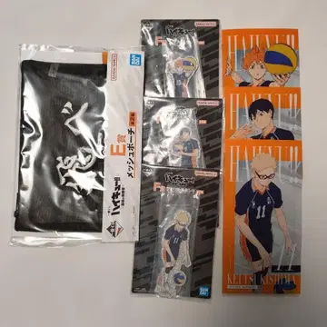 1번 복권 하이큐!! 메쉬 파우치 & 아크릴 스탠드 세트 카라스노 고교