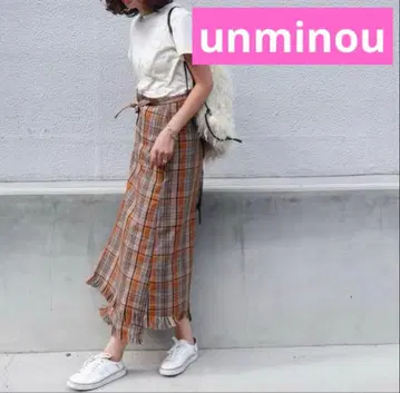 안미누 프린지 체크 스커트