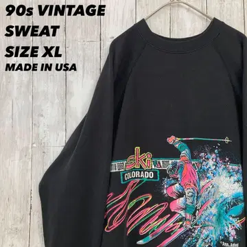 90s USA 헤인즈 맨투맨 트레이닝복 XL 블랙 스키 빈티지