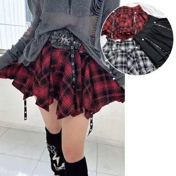 볼칸 & 아프로다이테 빨간색 체크 스커트