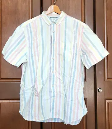 M&S 마크스앤스펜서 스트라이프 버튼 다운 반팔 셔츠 큰 L