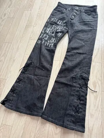 y2k archive tornado mart 레이스업 플레어 팬츠