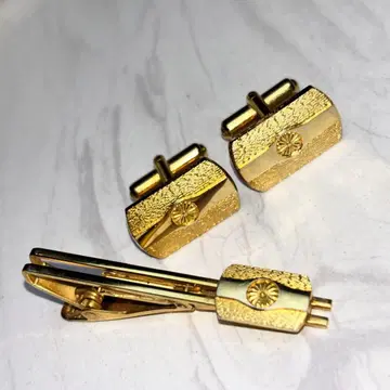 황실 궁내청 커프스 넥타이핀 국화 문양 빈티지 골드