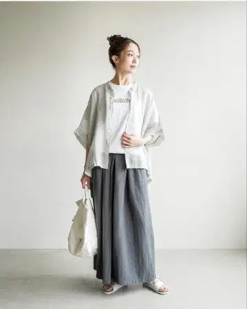 NATURALLAUNDRY CL 리오셀 헨리본 턱 팬츠