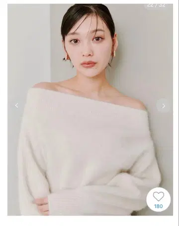 SNIDEL 폭스 알파카 오프숄더 풀오버 LGRY