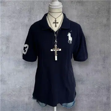 y2k 랄프 로렌 피케 셔츠 빅 포니 네이비 헤이세이 갸루 해외 걸