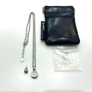 GARNI 실버 K14 코인 목걸이 실버 스컬 귀걸이 세트