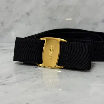 새상품급 살바토레 페라가모 벨트 리본 나일론 블랙 검정 골드