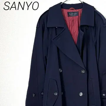 SANYO 트렌치코트 모 100% 안감 부착 포켓 부착 심플 수트