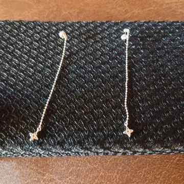 K14WG 별 모양 참 포함 롱 귀걸이