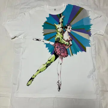 죠죠의 기묘한 모험 킬러 퀸 T셔츠 L 화이트 UNIQLO 콜라보