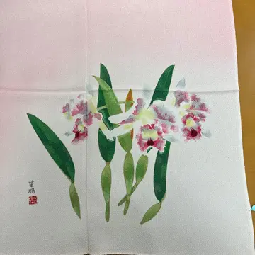 꽃무늬 보자 기 라이트 핑크 카틀레야 순수 실크