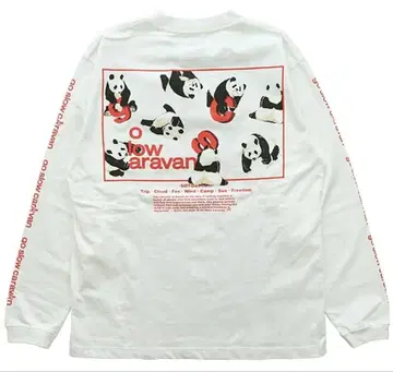 새상품 go slow caravan 팬더 긴팔 T셔츠 롱티 화이트 M