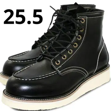 블랙 가죽 워크 부츠 하이컷