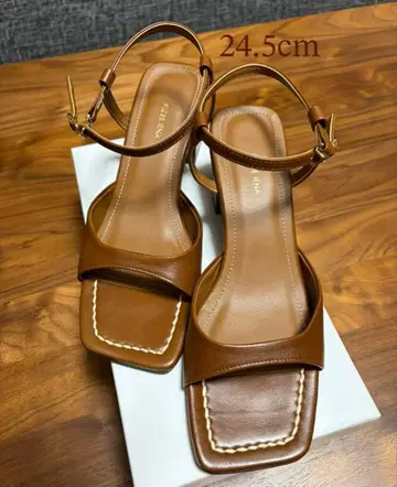 SLOBE 스퀘어 힐 샌들 24.5cm