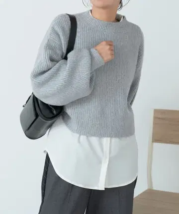 제나 에스파스멜베유 짧은 기장 멜란지 니트 프리 사이즈