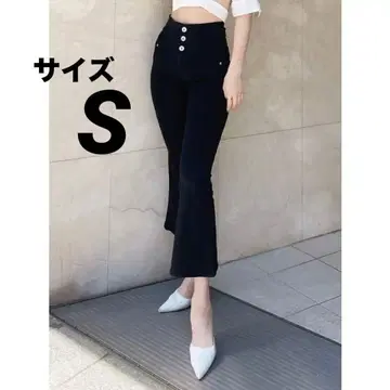 GYDA 하이 웨이스트 백 크로스 플레어 팬츠 블랙