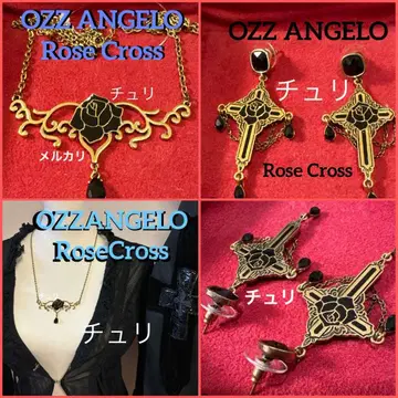 OZZ ANGELO/Rose Cross 귀걸이, 목걸이 2개 세트
