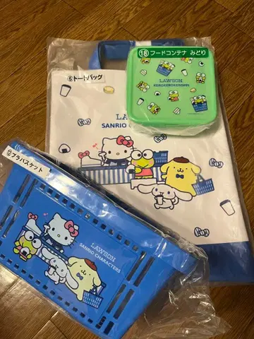 산리오 로손 뽑기 토트백 플라스틱 바스켓 푸드 컨테이너