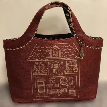 ANNA SUI 라메 믹스 레드 토트백