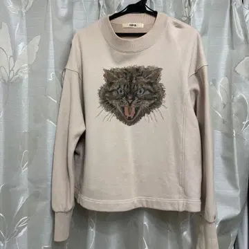FURFUR 고양이 얼굴 프린트 맨투맨