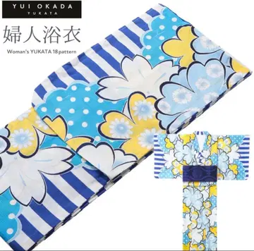 YUI OKADA 유카타 꽃무늬 스트라이프