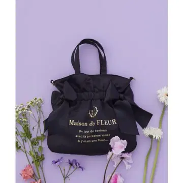 Maison de FLEUR 더블 리본 2way 토트백 블랙