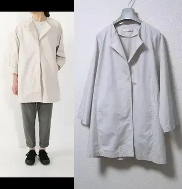 evam eva vie 코튼 헴프 HEMP 노카라 코트 자켓