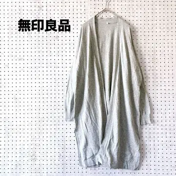 무인양품 롱 가디건 (M) 라이트 그레이 면 100% 겉옷 라이트 아우터