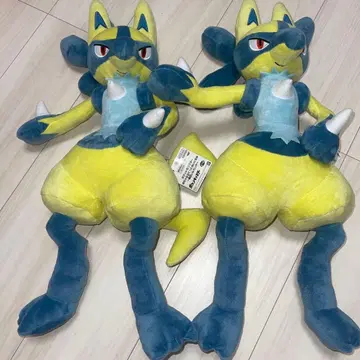 택 포함 루카리오 봉제 인형 2체 세트 포켓몬 옐로우 컬러 루카리오