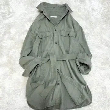 플라주 밀리터리 셔츠 카키 셔츠 허리 벨트 코튼 프리