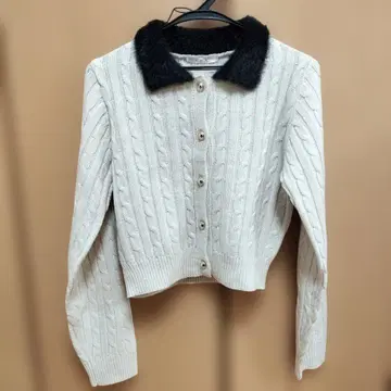 샤기 옷깃 케이블 니트 가디건 ems 레트로걸