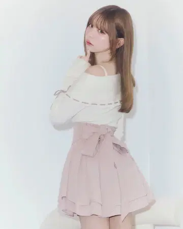 미셸 마카롱 슬림 레그 리본 스커트 더스티 핑크