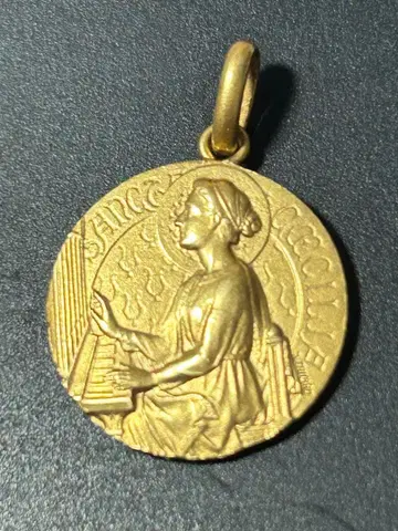 성 세실리아 Tricard 프랑스 앤티크 메달 St Cecilia