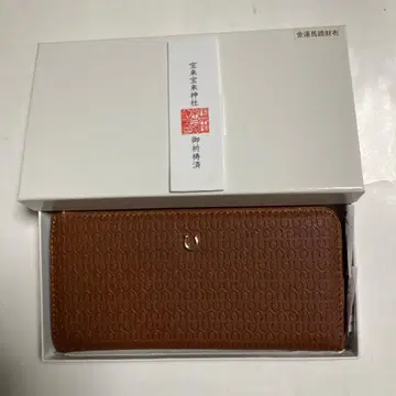 미사용품 브라운 가죽 금전운 말발굽 장지갑