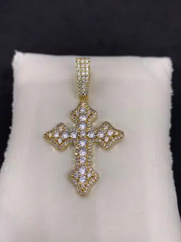 세련된! 골드 크로스 로자리오 십자가 블링블링 목걸이 다이아