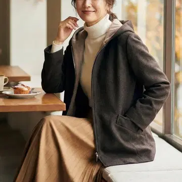 G1187*하프문 집업 울 자켓 블루종 브라운