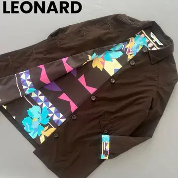 LEONARD 레오나르 트렌치코트 안감 올 패턴 자켓 브라운