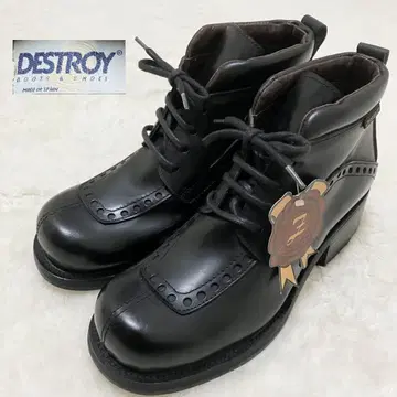 택 포함 레어 디스트로이 빈티지 가죽 숏부츠 블랙 35