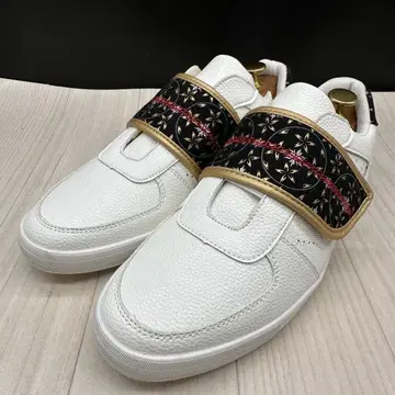 [ 미사용품 ] 드래곤 비어드 스니커즈 일본풍 패턴 가죽 화이트