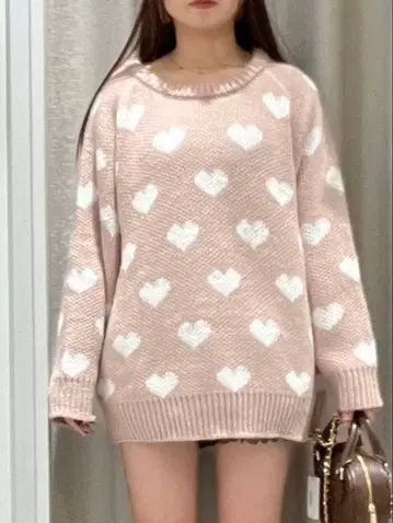 Heather 자카드 하트 니트 핑크 FREE (프리) 사이즈
