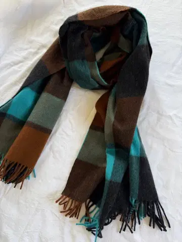 조슈아 에리스 블록 체크 패턴 캐시미어 대형 스톨