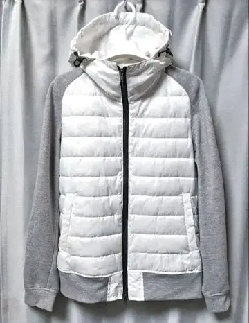 5351 충전솜 하이브리드 후드티 화이트 x 그레이 46 M~L