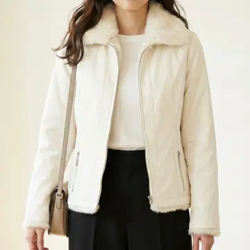 Y5872*자이로 퍼 자켓 블루종 흰색 화이트 M