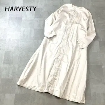 새상품급 HARVESTY 노카라 롱 셔츠 원피스 라이트 베이지 계열